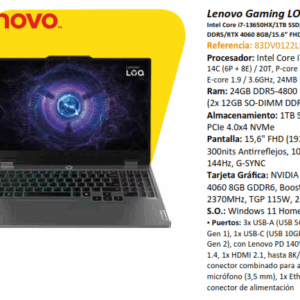 LENOVO GAMING LOQ 15IRX9