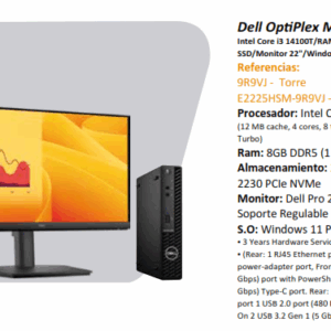 PC ESCRITORIO DELL OPTIPLEX MFF 7020  i3 -8GB - 256GB