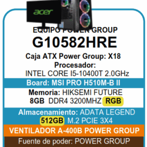 PC ESCRITORIO G10582HRE  i5 -8GB - 512GB