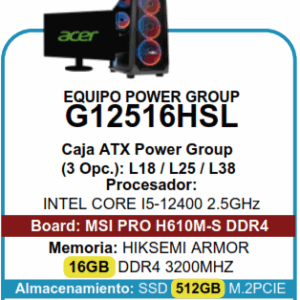 PC ESCRITORIO G125162HSL  i5 -16GB - 512GB