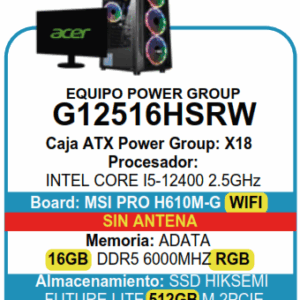 PC ESCRITORIO G125162HSRW  i5 -16GB - 512GB