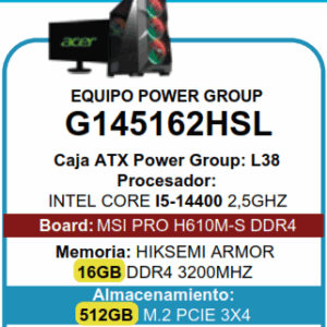 PC ESCRITORIO G145162HSL  i5 -16GB - 512GB