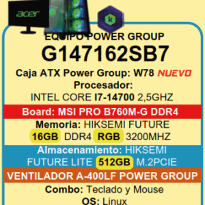 PC ESCRITORIO G147162SB7  i7 -16GB - 512GB