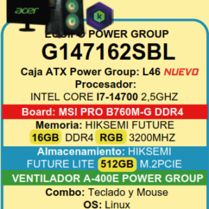 PC ESCRITORIO G147162SBL  i7 -16GB - 512GB