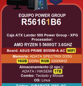 PC ESCRITORIO R56161B6 AMD RYZEN 5 5600GT -16GB  DDR4 - 1TB