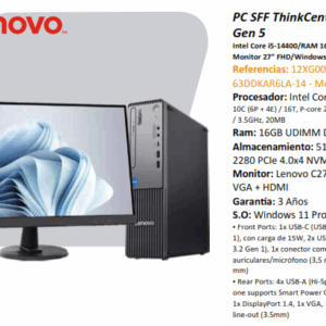 PC ESCRITORIO SFF THINKCENTRE NEOs GEN 5  i5 -16GB - 512GB Ref 63DDKAR6LA